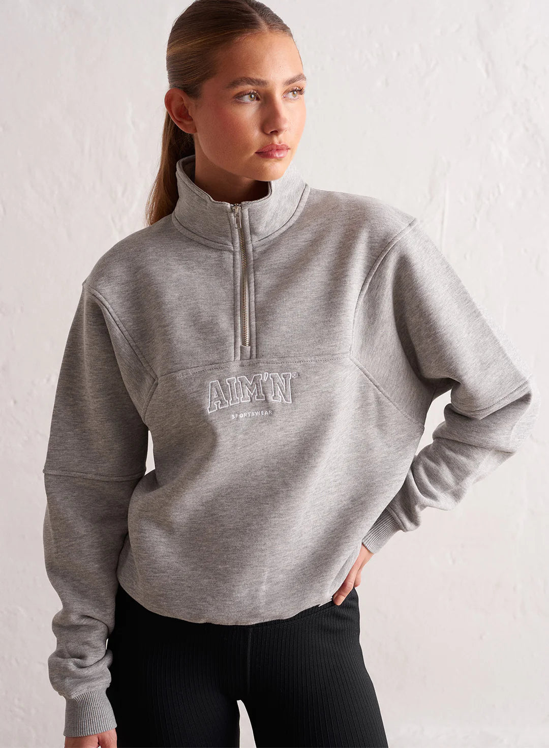 Light Grey Melange Comfy Half Zip