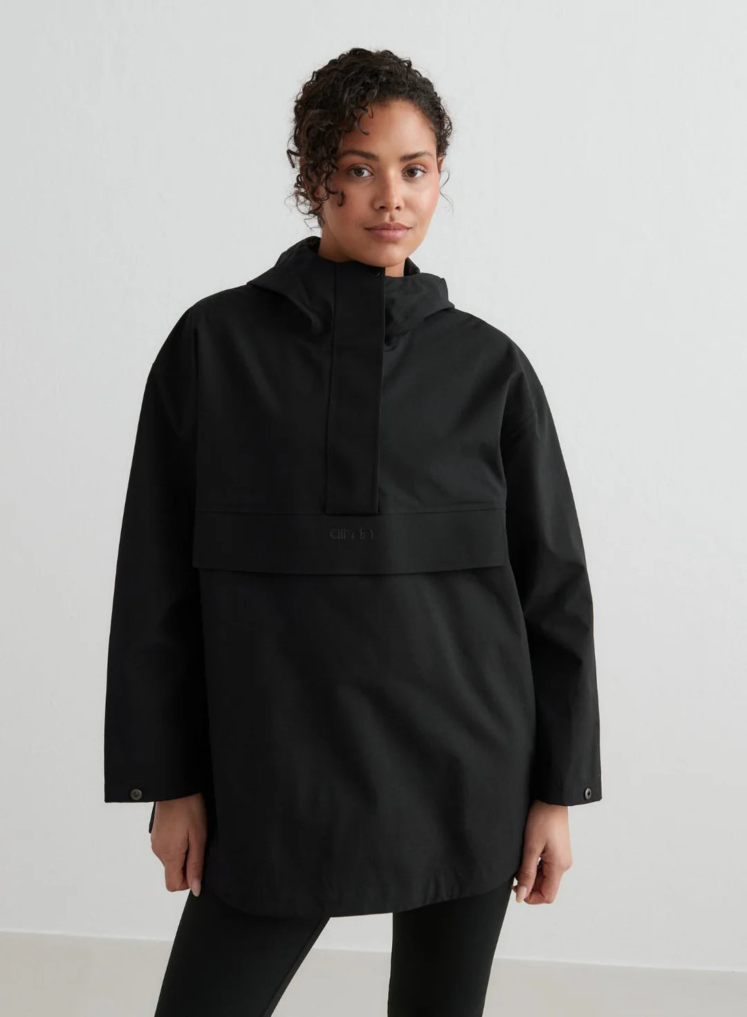 BLACK WATERPROOF OVERSIZED ANORAK