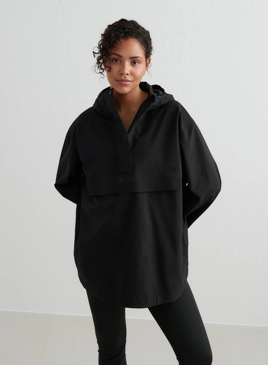 BLACK WATERPROOF OVERSIZED ANORAK